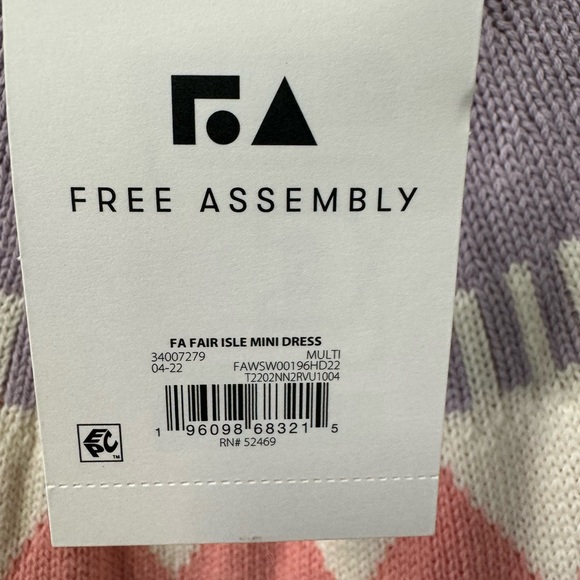 Free Assembly Fair Isle Sweater Turtleneck Mini Dress Women’s Cotton Wool Size L - Picture 3 of 11